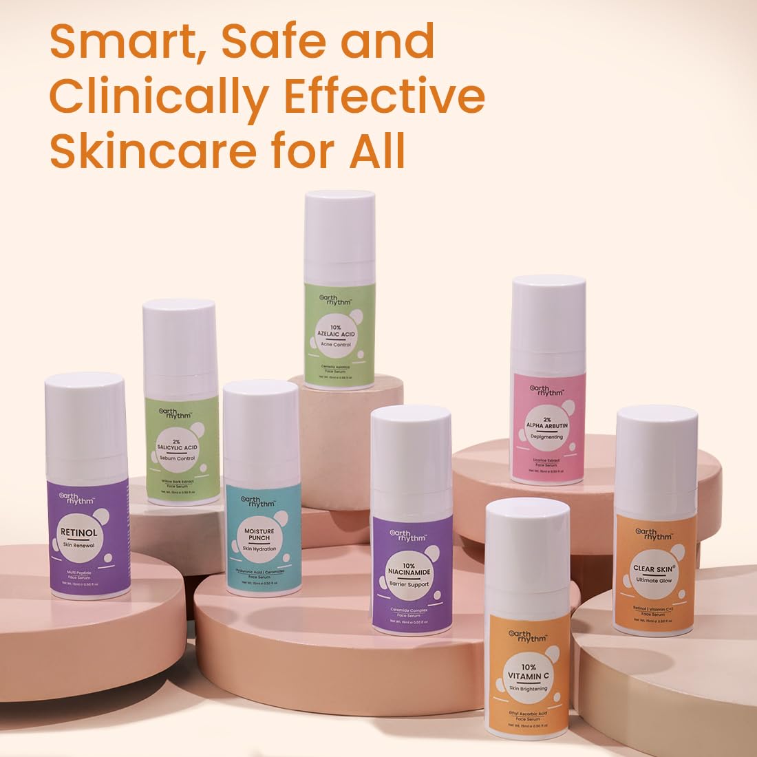 Earth Rhythm 20% Vitamin C Face Serum for Glowing & Clear skin with 1.5% Hyaluronic & 2% Salicylic Acid | Hydrates Moisturizes & Brightens | Suitable for Oily Sensitive & Acne Prone Skin - 15ml