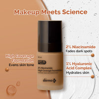 The Derma Co 2% Niacinamide Medium Coverage Liquid Foundation For All Skin Types With 1% Hyaluronic Acid & Spf 40 Pa+++ For 12 Hour Long Stay & Oil Control - 03 Natural, Pack Of 1