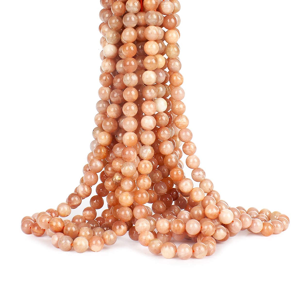 70PCS Natural 8MM Healing Gemstone, Sunstone Energy Stone Round Loose Beads, Semi-Precious Crystal Beads with Free Elastic String for Jewelry Making DIY