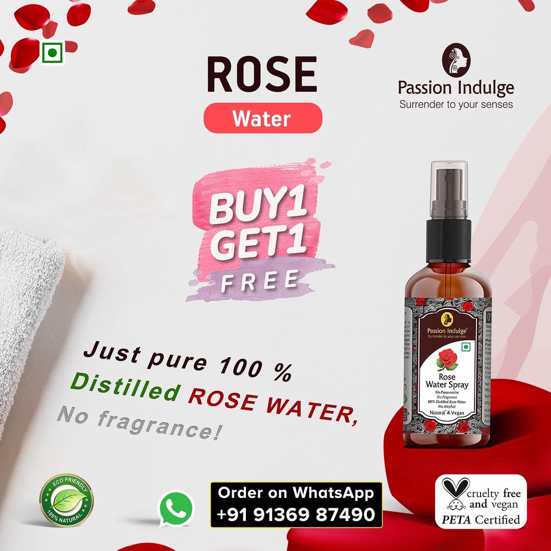 Passion Indulge Natural Kumkumadi Cleanser 100ml & Rose Water For Makeup Remover 200ml Combo Pack For Glow, Shine & Bright Skin with Saffron, Vetiver Oil, and 16 Herbs | All Skin Types