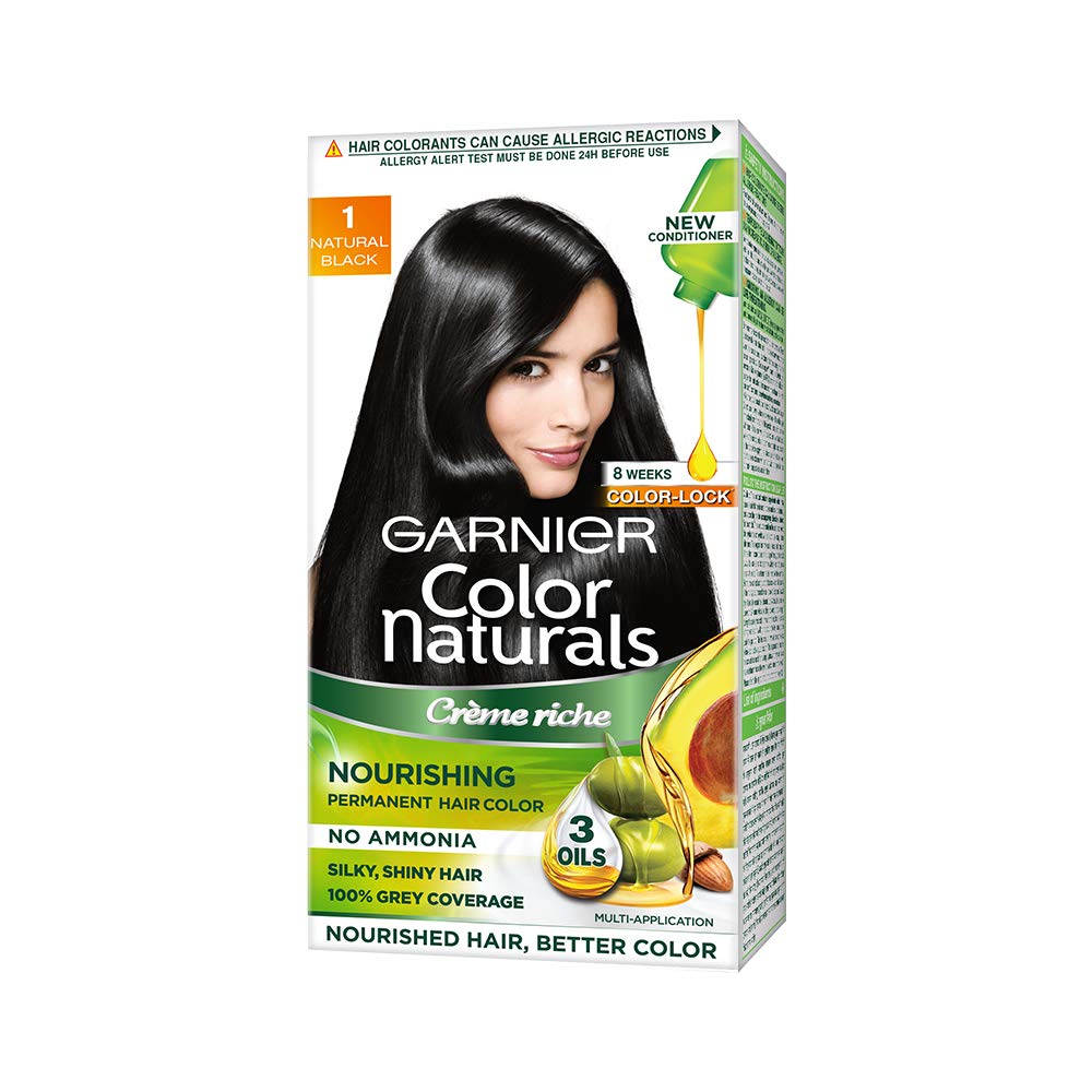 Garnier Color Naturals, Shade 5.32, Caramel Brown 70ml+60g and Garnier Color Naturals, Shade 1, Natural Black 70 ml + 60 gm