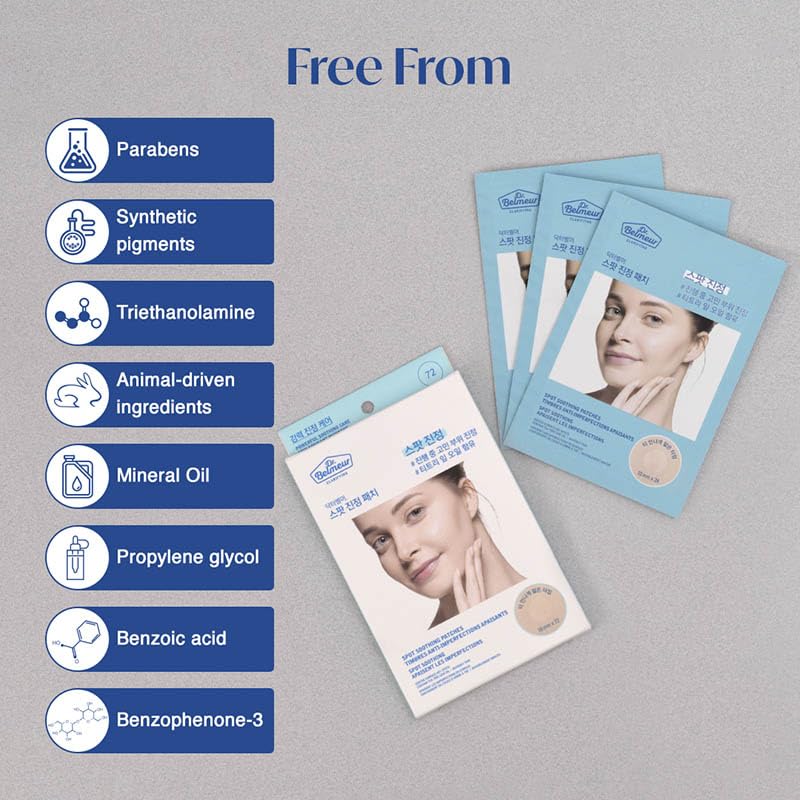 The Face Shop Dr.Belmeur Derma Acne Patches, 72 Hydrocolloid Waterproof Patches | For Active Surface Acne | Absorbs Pimple Overnight | For All Skin Types