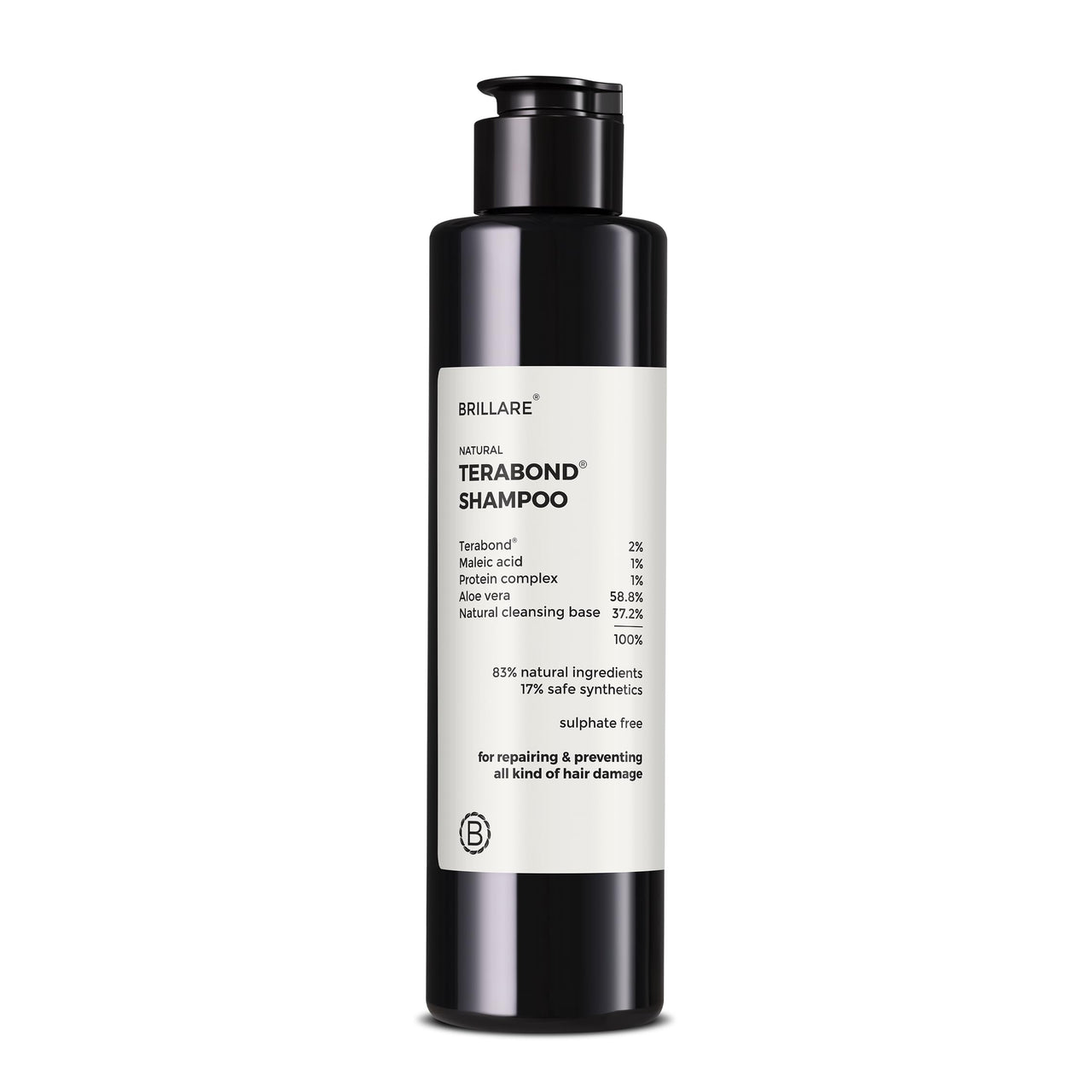 Brillare ‘Terabond’ Bond Repair Shampoo | With Vegan Keratin + Peptides | 100% Damage Repair in 1 Wash | 17X Smoother, Softer, Frizz Free Hair | Repairs Dry, Heat & Chemically Treated Hair (200 ml)