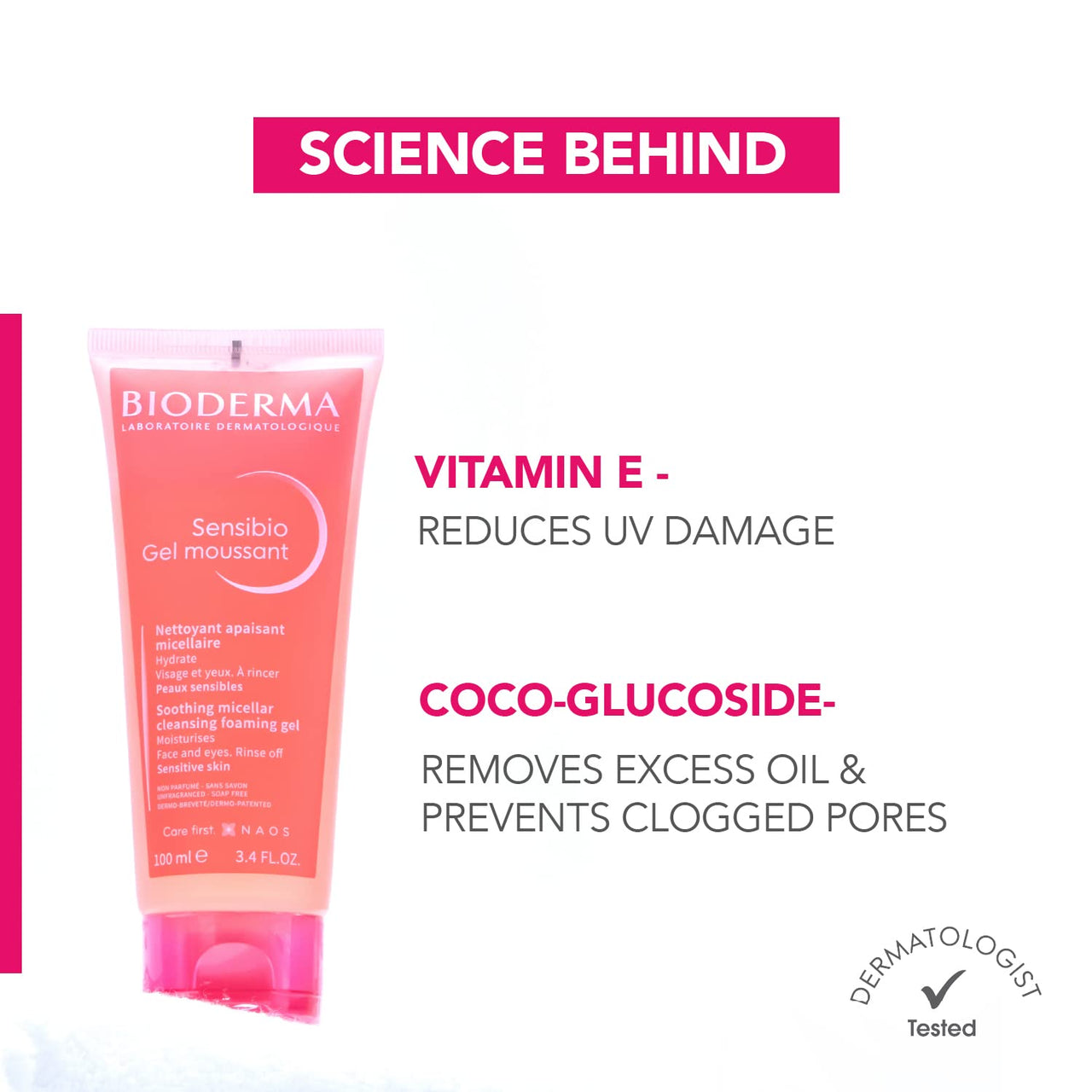 Bioderma Sensibio Gentle Soothing Micellar Cleansing Foaming Gel For Sensitive Skin(100ml)