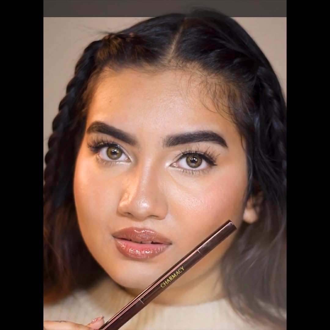 Charmacy Milano Intense Eyebrow Filler (Black) - 0.3 g, Natural Brows, Built in Spoolie Brush, Dual Function, Sweat Resistant, Triangular Pencil Tip, Eyebrow Expert, Vegan, Cruelty Free, Non-Toxic