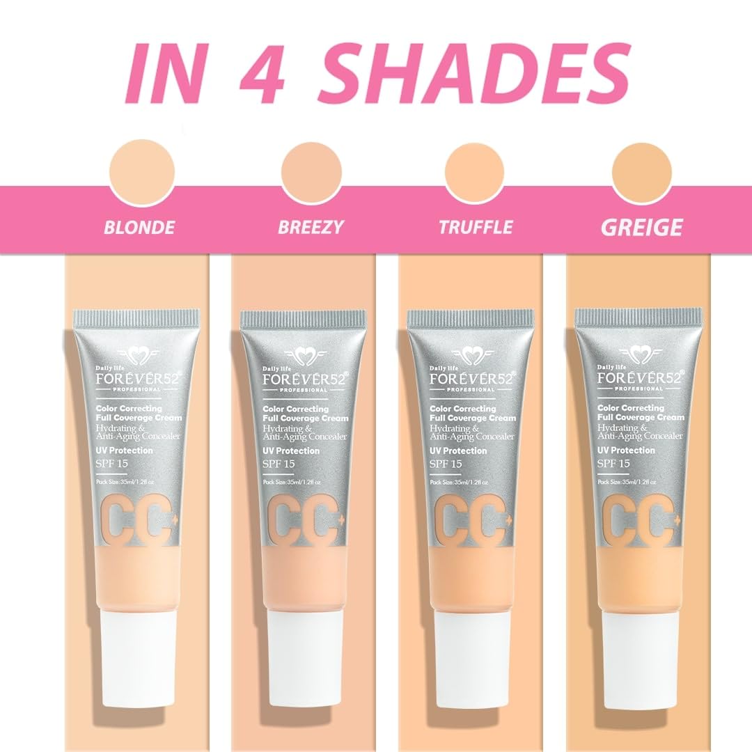 Daily Life Forever52 Color Correcting Full Coverage CC Cream | Conceals Dark Spots and Blemishes (Breezy-002)