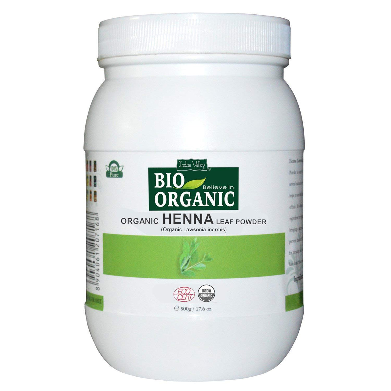 INDUS VALLEY 100% Organic Indigo Leaf Powder Jar with Henna Leaf Powder Jar - (400g+500g=900g)