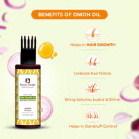 Passion Indulge Onion & Bhringraj Hair Growth Oil | Non Sticky & Non Greasy | Natural & Vegan | Bhringraj, Ylang Ylang, Onion, Lemon Oil Extract | All Hair Type -100ml