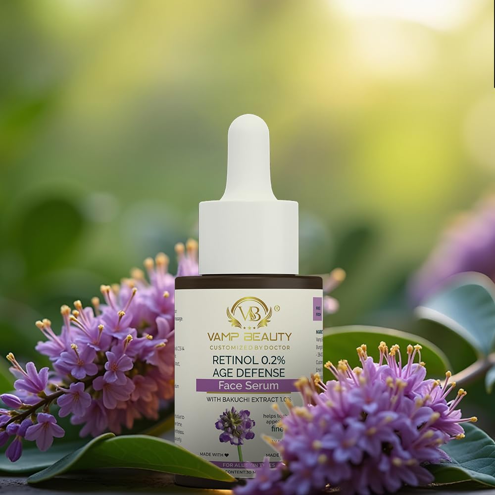 Vamp Beauty Anti-Aging Retinol Face Serum with Bakuchi Extract | Targets Wrinkles & Dark Spot | Improves Skin Firmness and Texture | For All Skin Types | 30ml