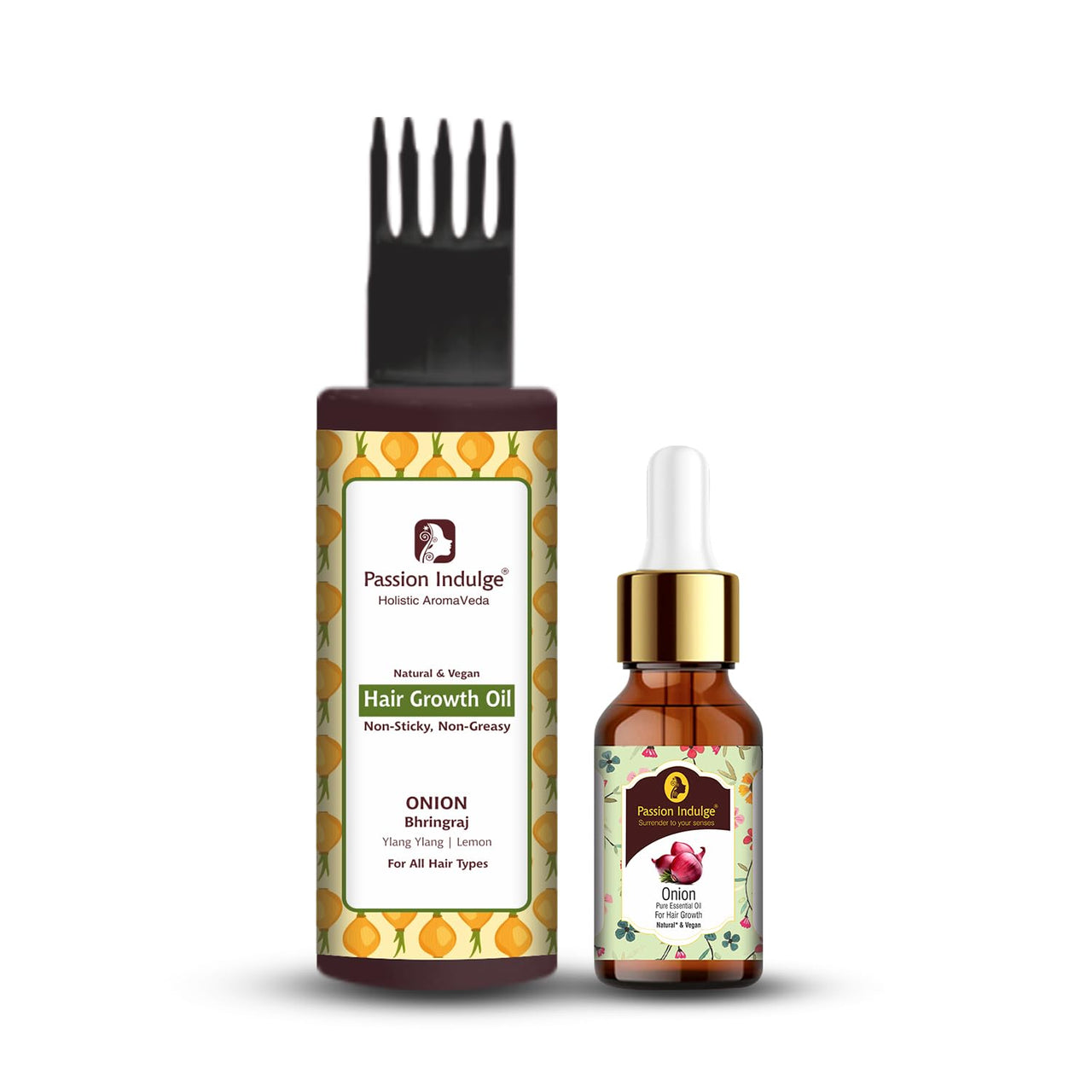 Passion Indulge Hair Fall Control & Hair Growth Combo Kit - With Onion Essential Oil Activator 10ml & Onion & Bhringraj Hair Growth Oil 100ml