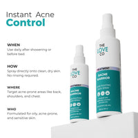THE LOVE CO. Back Acne Spray | 02% Salicylic Acid & 5% Niacinamide | Fast-Acting Body Acne Solution | Spray for Bacne, Chest, & Shoulder Acne | Clears Pores & Reduces Breakouts | 100ml
