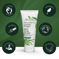 Aroma Magic Neem & Tea Tree Face wash PWRD By 5% Niacinamide & Aloevera Gel| for Spotless & Soft Skin| Oily & Acne/Pimples Prone Skin| for Women & Men| 100 ml| pack of 1