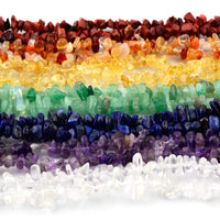 7 Chakra Natural Chip Stone Beads 5-8mm About 400 Pieces Irregular Gemstones Healing Crystal Loose Rocks Bead Hole Drilled DIY for Bracelet Jewelry Making Crafting (5-8mm, 7 Chakra Color Mix)