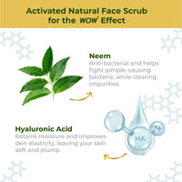 WOW Skin Science Neem & Hyaluronic Acid Pimple Care Face Scrub | Anti-Bacterial | Unclogs Pores | Removes Impurities | Improves Skin Elasticity | Hydrates Skin | 100gms