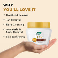 Joy Ubtan Tan Removal Face Pack (250gm) | Detan Pack with Kaolin Clay, Sandalwood, Turmeric & Saffron for Natural Glow | Exfoliates Skin & Minimizes Blemishes | For All Skin Types; Men & Women