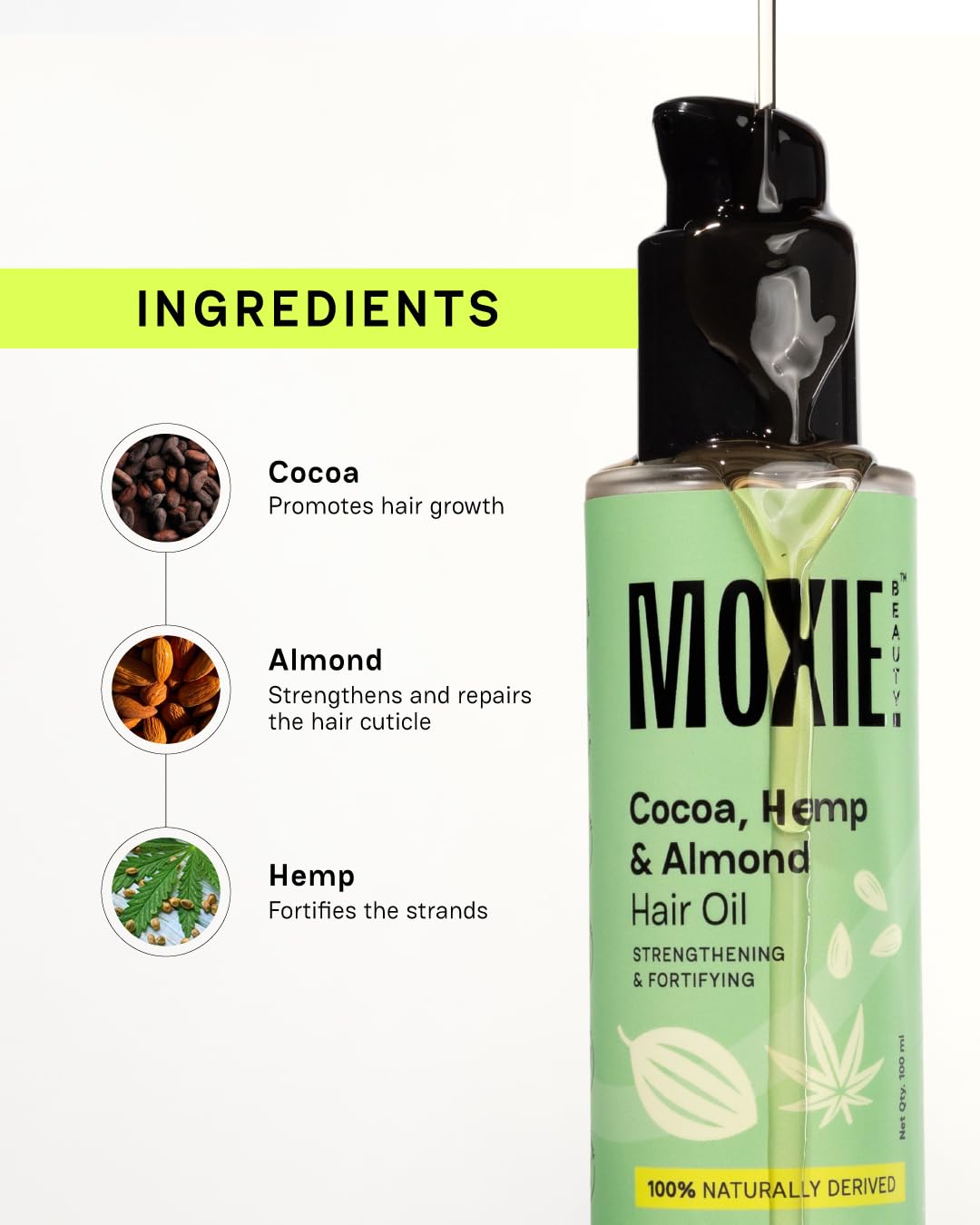 Moxie Beauty Almond, & Cocoa Oil - Provides Deep Nourishment for Strong, Healthy Hair | Fights Dryness, Damage and Breakage | Suitable For All Hair Types | 100 ml