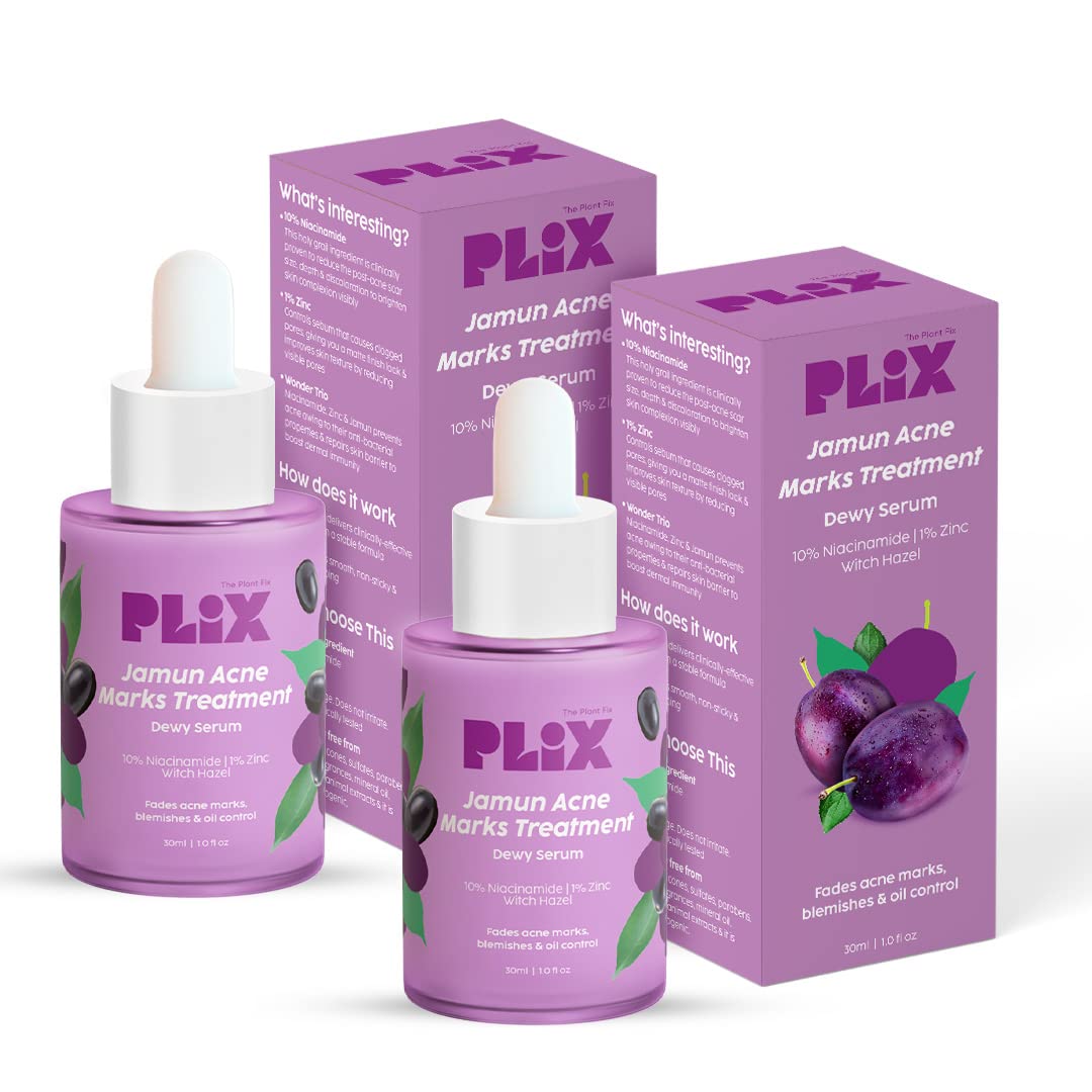 PLIX - THE PLANT FIX 10% Niacinamide Jamun Face Serum, 30ml (Pack Of 2) For Acne Marks, Blemishes, Oil Control With 1% Zinc & Witch Hazel, Skin Clarifying Serum For Unisex With Acne-Prone Skin