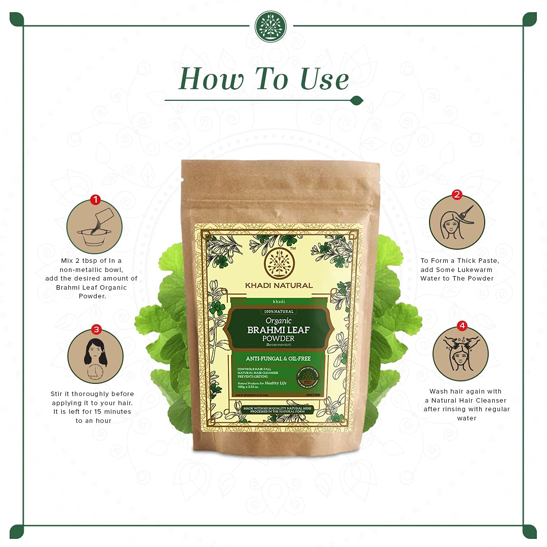 KHADI NATURAL Brahmi Leaf Organic Powder Pack of 2 (2x100gm) 200gm