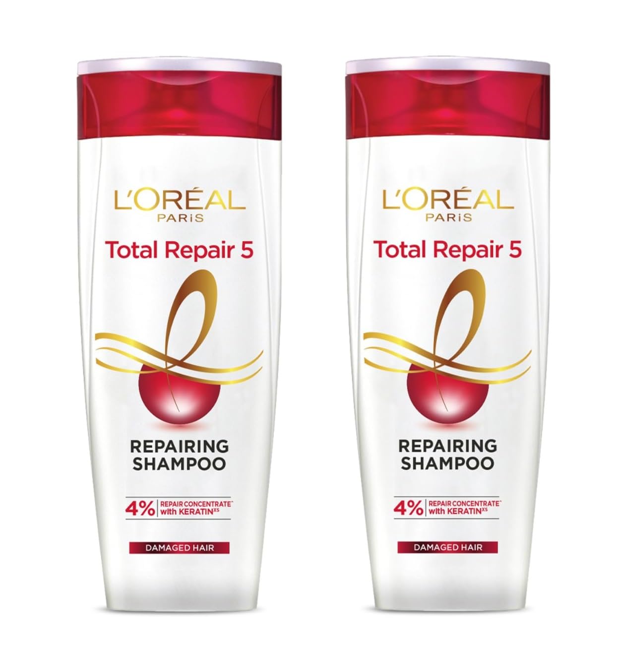 L Oréal ParisTotal Repair 5 Repairing Shampoo 4% Repair Concentrate With KERATIN For Damaged Hair 180ml (PACK OF 2)