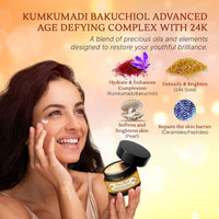 Herbs & Greens Kumkumadi Gold Bakuchiol (Natural Retinol) Advanced Age-Defying Complex with 24k Gold, Ceramides, Peptides & Pearl Ext | Youthful Radiance Cream | Strengthen's Skin Barrier | For Fine Lines & Wrinkles | All Skin Types | Day & Night Ayurvedi