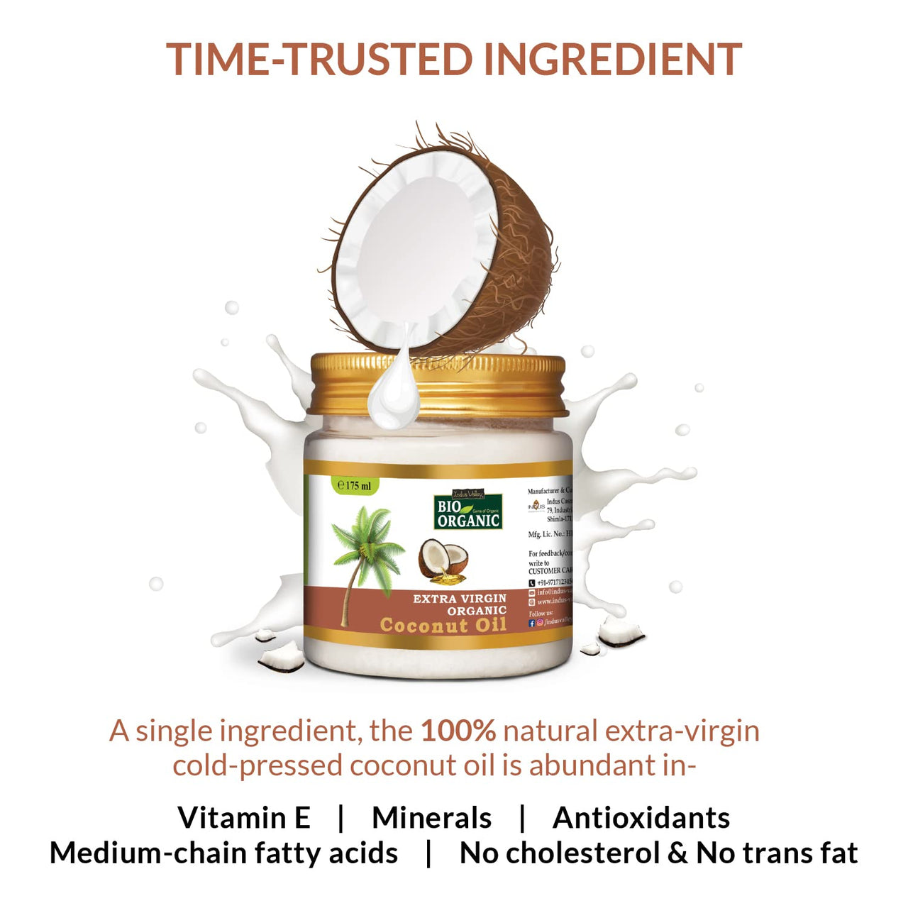 INDUS VALLEY Organic Hibiscus Powder | | Hibiscus rosa-sinensis and Coconut Oil - 100g+175ml