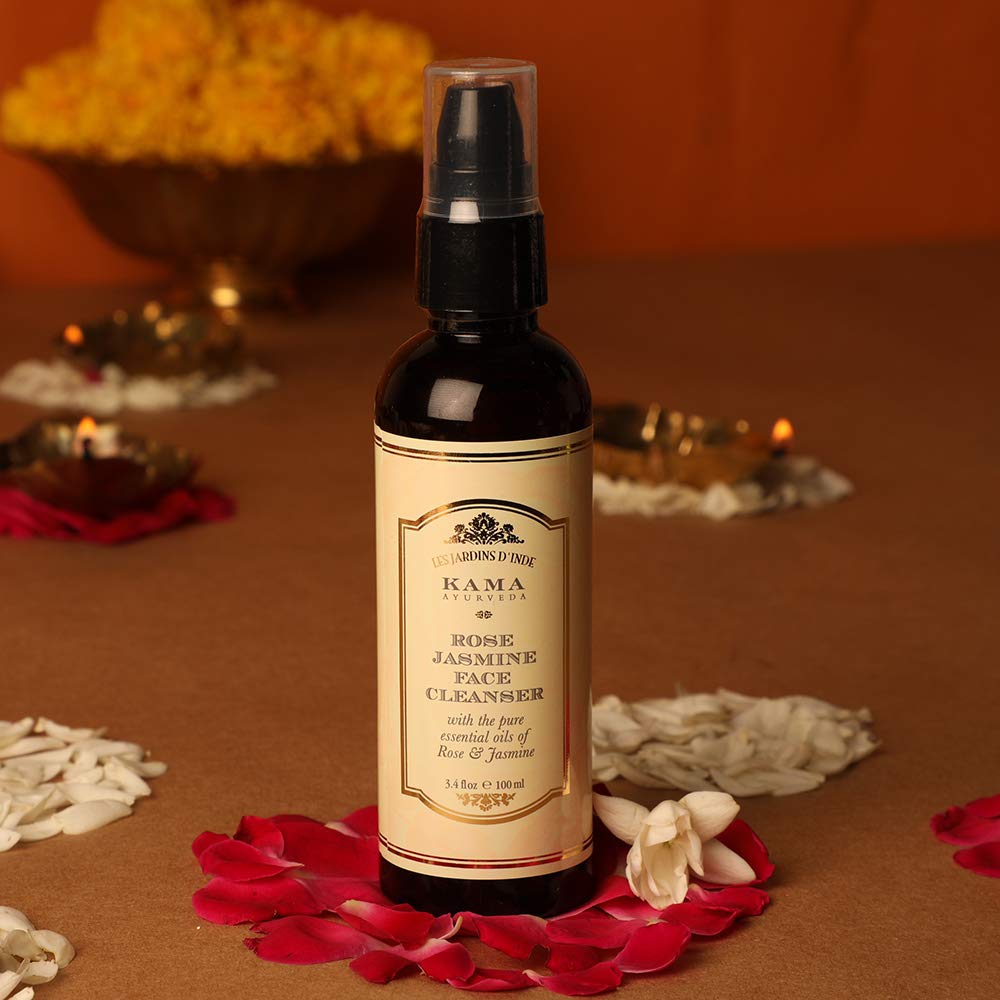 Kama Ayurveda Pure Rose Water Face and Body Mist, 6.7 Fl Oz & Kama Ayurveda Rose and Jasmine Face Cleanser with the Pure Essential Oils of Rose and Jasmine, 100ml