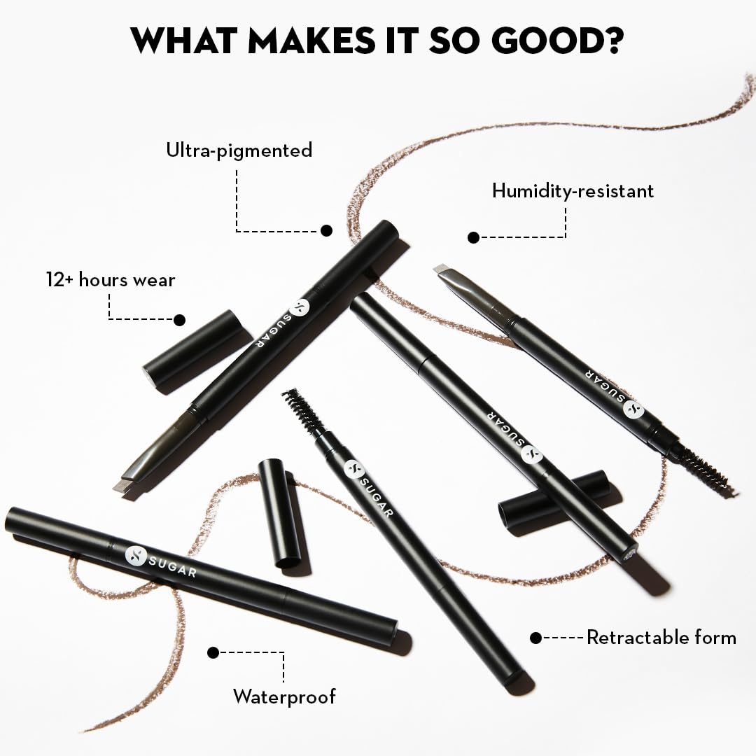 SUGAR Cosmetics Arch Arrival Brow Definer | Brow Pencil with Spoolie | Lasts Upto 12hrs | Pigmented Eyebrow Pencil | Long Lasting & Natural Finish | 3.5gm - 03 Woody Scooby