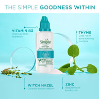 Simple Daily Skin Detox Ultra-light Liquid Moisturiser 60ml | For 24 Hr Hydration & Matte Look | For Oily, Pimple-Prone & Spot-Prone Skin