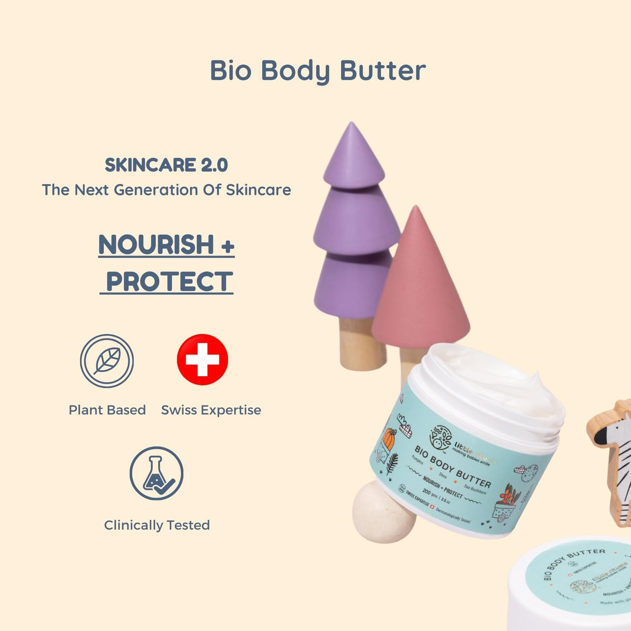 Little Rituals Baby BIO BODY BUTTER - NOURISH+ PROTECT Formulated with best plant botanical -PUMPKIN & SHEA BUTTER, SEABUCKTHORN OIL. Natural, Organic, Dermat tested, SWISS Technology (200 gm)