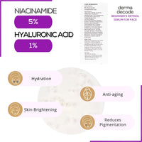 Derma Decode Retinol Night Serum - 0.5% Retinol, 3% Peptides, 5% Niacinamide, 1% Hyaluronic Acid Face Serum for 30+ & 40+ - Ideal for Oily, Dry, Sensitive Skin - 30ml Airless Pump