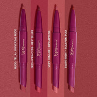 Typsy Beauty Twist & Pout 2-in-1 Lipstick & Lip Liner Infused with Jojoba Oil, Non-Drying Transfer-Proof Matte, 14-Hour Stay, Swipe Right 10, 0.8g + 0.2g