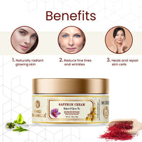 Khadi Organique Saffron Cream For Skin Tone, Rejuvenate Skin, Radiant Glow And Dark Spots (Paraben Free & No Harmful Chemicals) 50 gm