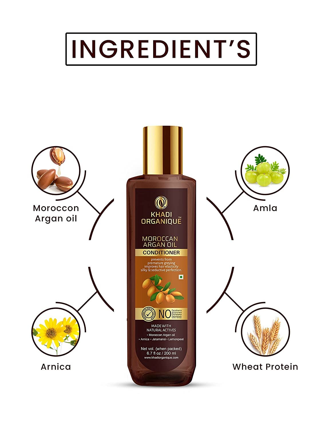 Khadi Organique Moroccan Argan Oil Hair Conditioner For Frizz Control & Extra Smooth and Shiny Hair (Pack of 2) 400 ml