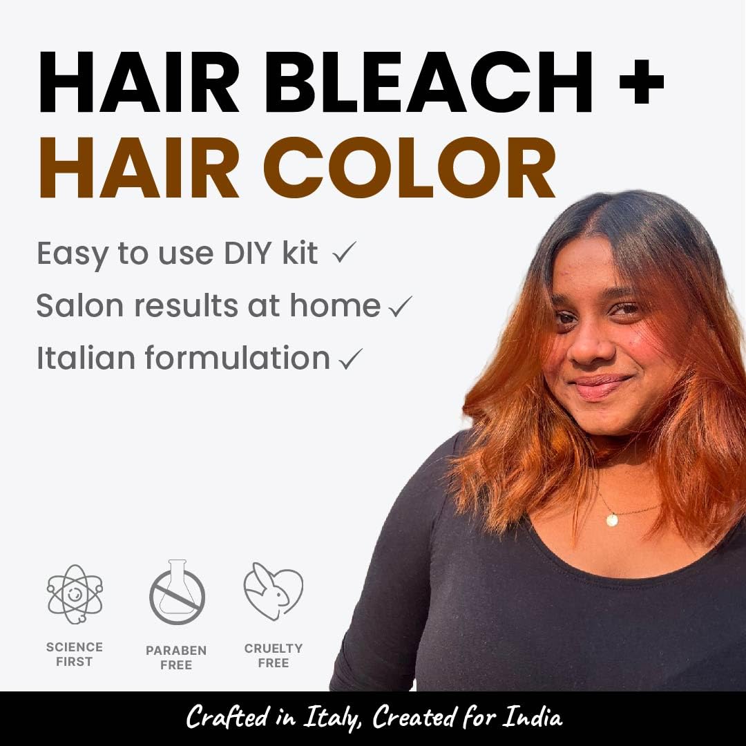 2.Oh! Italian- Hazelnut Brown Hair Color DIY Kit | Semi Permanent Hair Color + Hair Bleach for Hair Color | Hair Highlights for Women & Men | Hair Bleach with Plex & Argan oil| Lightening Kit