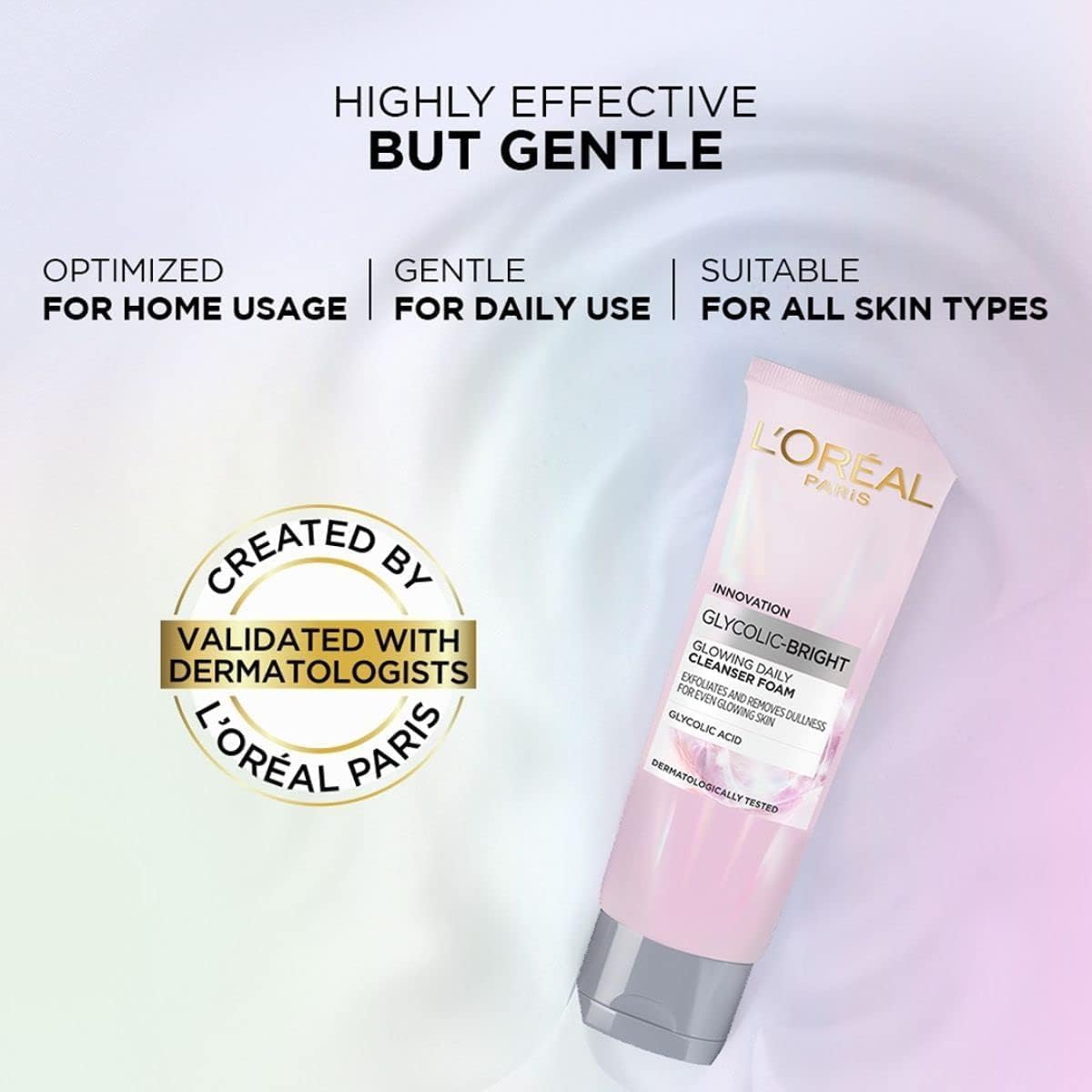 L’Oréal Paris Glycolic Bright Daily Foaming Facial Cleanser, 50ml Daily Glowing Facial Cleanser | Suitable for All Skin Types (PACK OF 2) 100g
