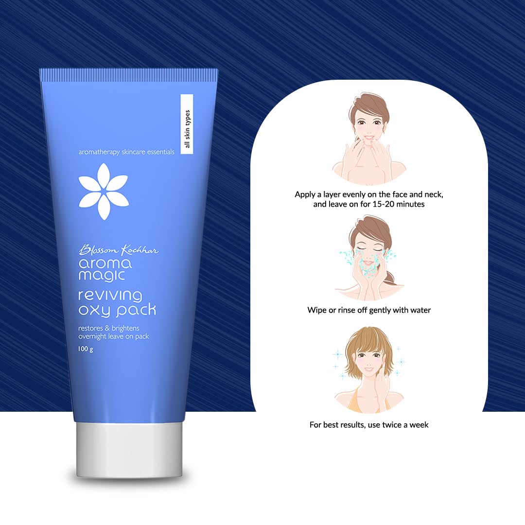 Aroma Magic Reviving Oxy Face Pack |Extracts of witch hazel & white lotus |Restores & Brightens,Dull-Tired skin |Delay aging |Detoxify & Hydrates skin |for Men & Women |All Skin Types|100gm Pack of 1