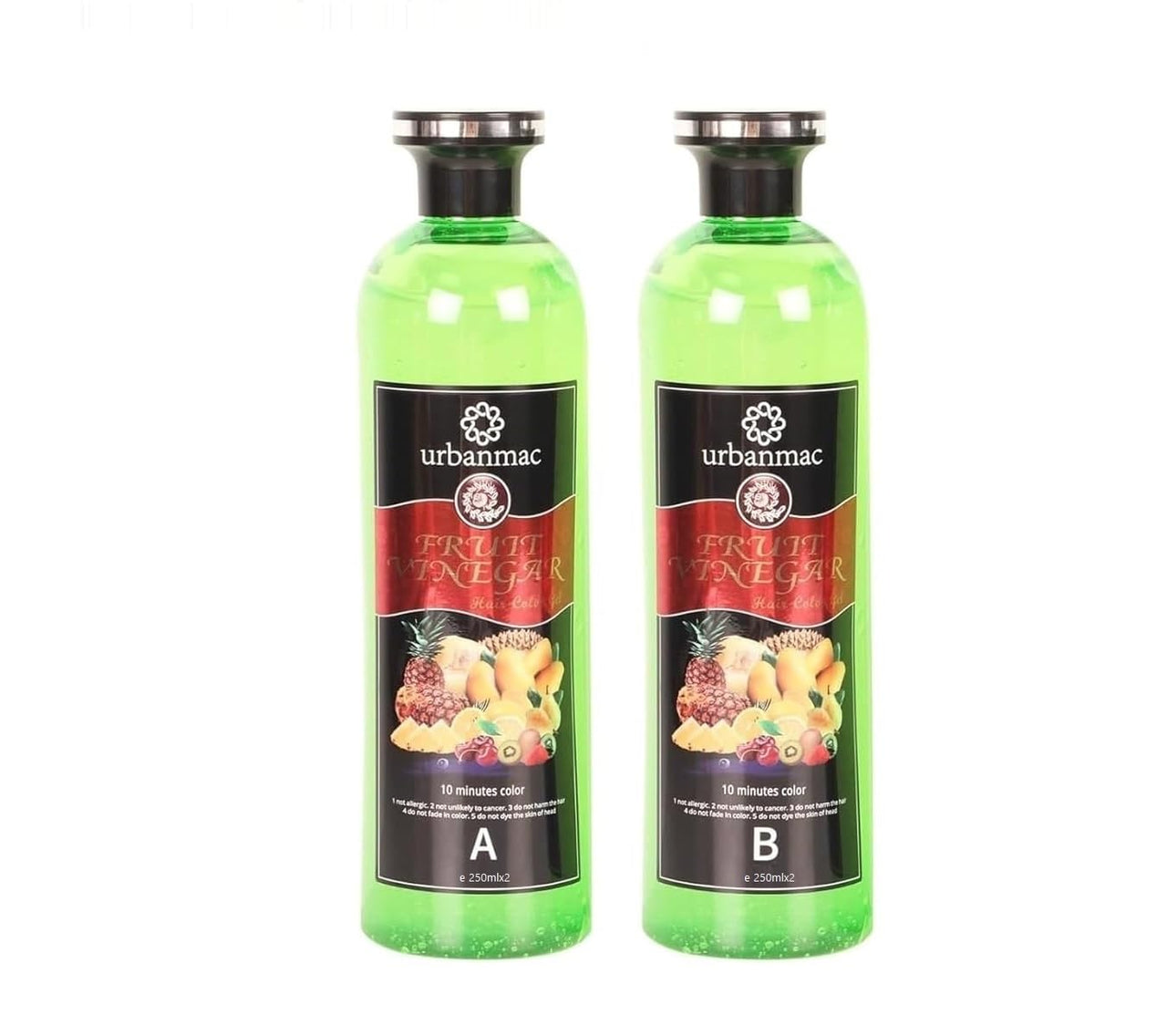 URBANMAC Fruit Vinegar Gel Hair Color Natural Hair Color Dye for Black Hair Dye(100ml x 2) - Black (BLACK, 500)