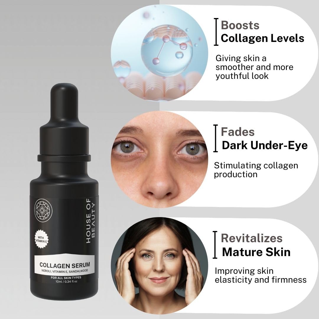 House of Beauty Collagen Serum for Diminishing Signs of ageing, Wrinkles and Help boost the good fat of the face 10ml