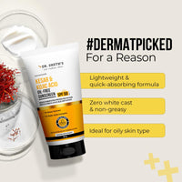 Dr. Sheth's Kesar & Kojic Acid Oil-Free Sunscreen SPF 50+ PA++++|Clinically Tested- (In -Vivo)| Reduces Pigmentation & Provides Healthy Glow | For Oily Skin | Lightweight, Non Greasy | UVA/UVB & Blue Light & IR Protection | No white cast | 50 g