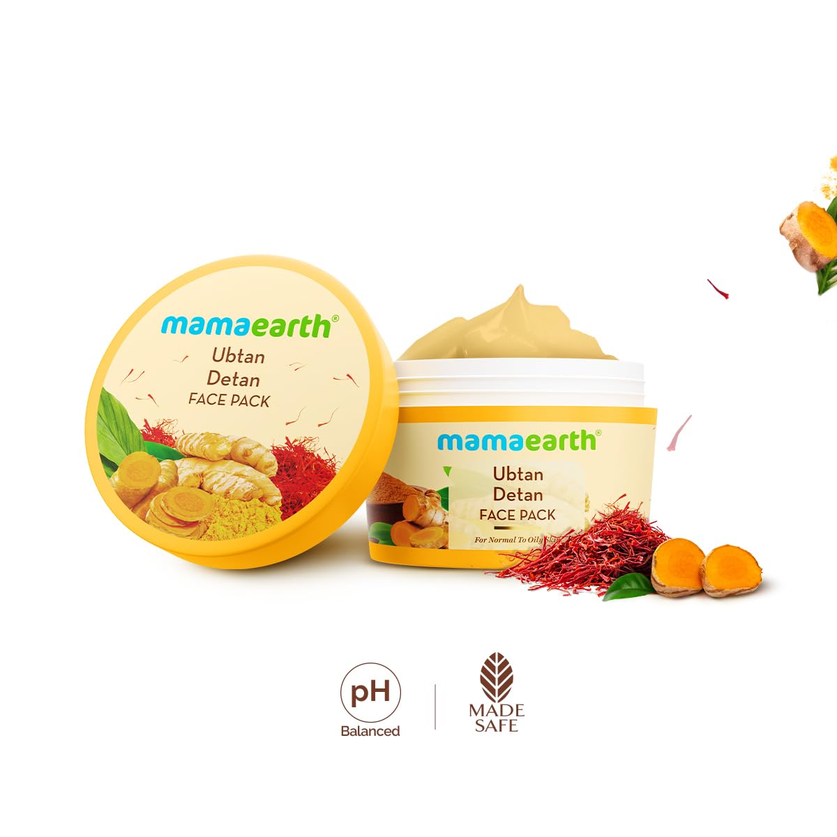 Mamaearth Ubtan Detan Face Pack with Turmeric & Saffron for Normal to Oily Skin 200 g | Natural, DIY-like Texture | Instantly Reduces Tan, Adds Glow | Clay Face Mask | Free From Harmful Chemicals