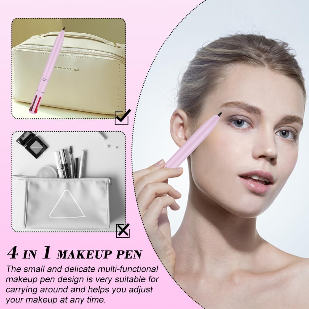 EBIZ HIVE 4in1 Makeup Pen Eye Liner Lip Liner Highlighter Eyebrow Liner All in One Makeup Pencil Waterproof Lip Color Magic Color Changing Lipstick Makeup Beauty Tool For Women For Travel.
