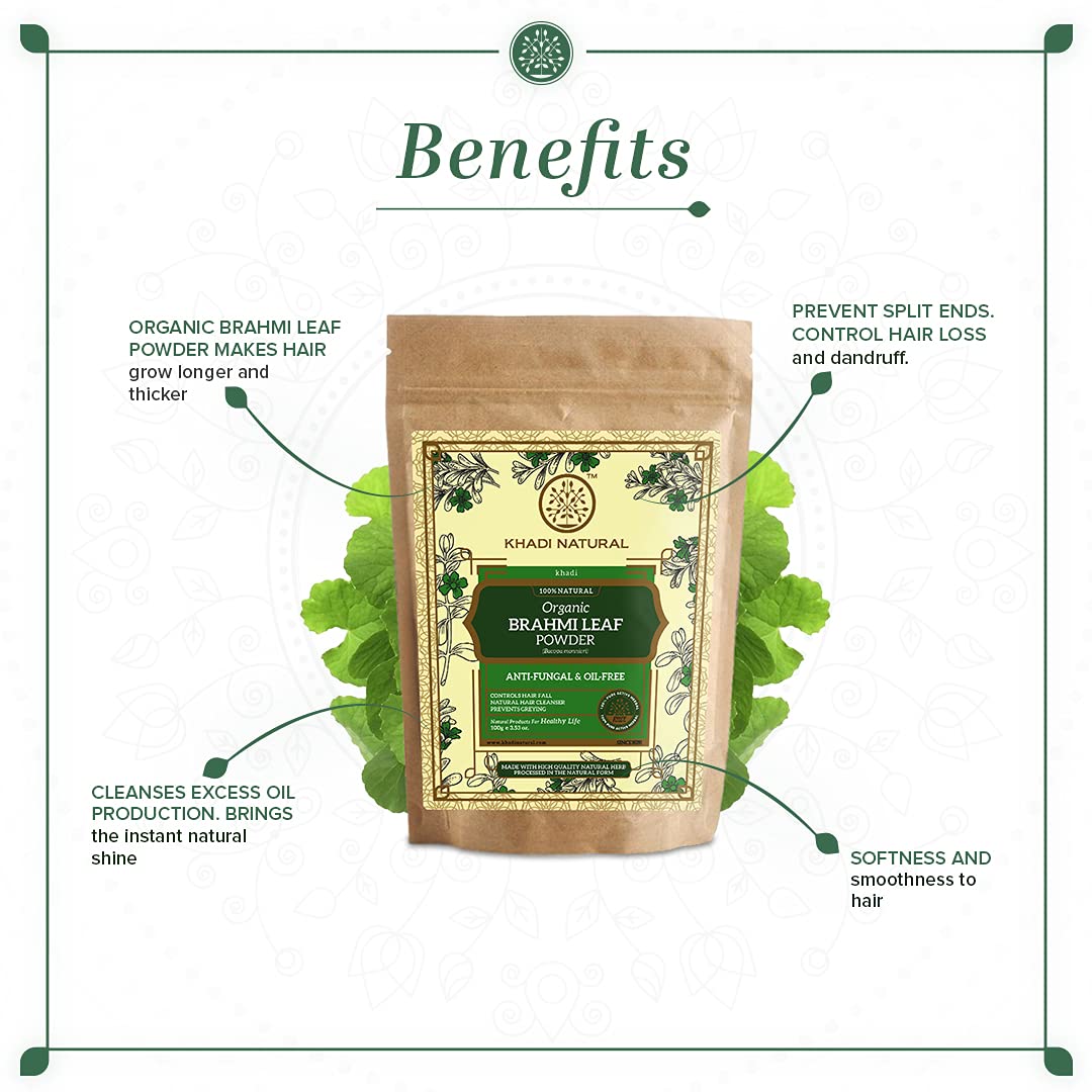 KHADI NATURAL Brahmi Leaf Organic Powder Pack of 2 (2x100gm) 200gm