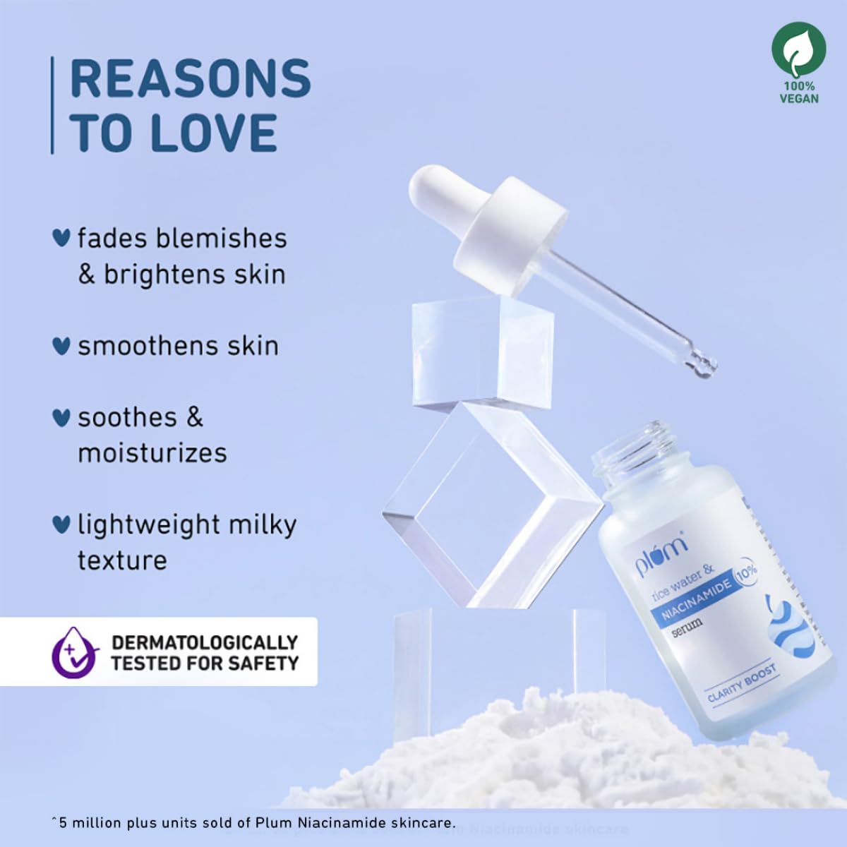Plum 10% Niacinamide Serum with Rice Water | Provides Clear, Glowing & Brightening Skin | for Acne Prone, Combination, Oily & Sensitive Skin | Oil Control & Anti Acne Face Serum for Women & Men | 30ml