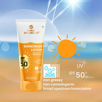 Khadi Organique Zinc Oxide Sunscreen Lotion SPF 50 PA+++ | Broad Spectrum, Non-Comodegenic, Ultra Light Sunscreen Gel | UVA, UVB Protection for Men & Women | Oily, Dry, & Combination Skin - 100ml