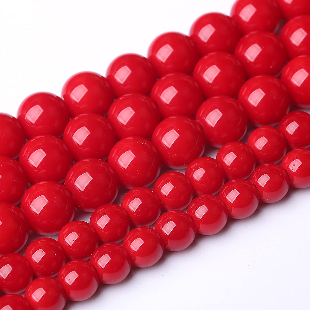 12MM 32pcs Red Glass Beads for Jewelry Making Round Loose Spacer Crystal Energy Healing Power Stone Beads DIY Bracelet Necklace Accessories 12mm