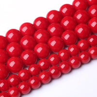 12MM 32pcs Red Glass Beads for Jewelry Making Round Loose Spacer Crystal Energy Healing Power Stone Beads DIY Bracelet Necklace Accessories 12mm