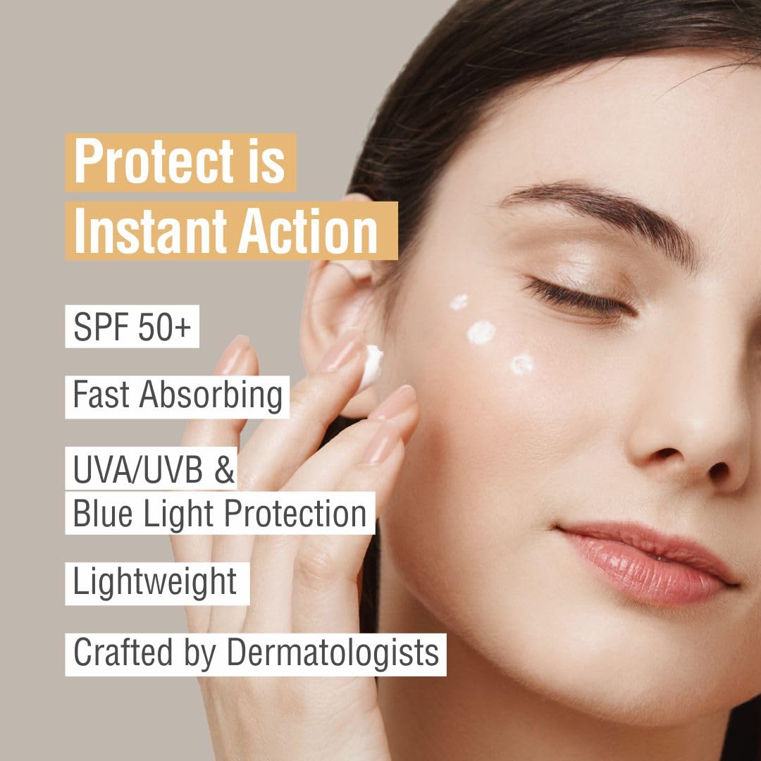 CeSqua Protect Hyaluronic Acid Sunscreen SPF 50+ PA++++ | UVA/ UVB & Blue Light Protection | Lightweight, Fast Absorbing, No White Cast | for Women & Men | for all skin types – Normal, Oily, Dry, Combination, Acne-Prone Skin, 50g