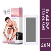 Hilary Rhoda Easy To Use Wax Strips | Gel Wax Hair Removal | Full Body Wax Strips for Arms,Legs & Body | Salon Like Results at Home Wax Strips | With 2 Finish Wipes | 20 Strips (Charcoal)