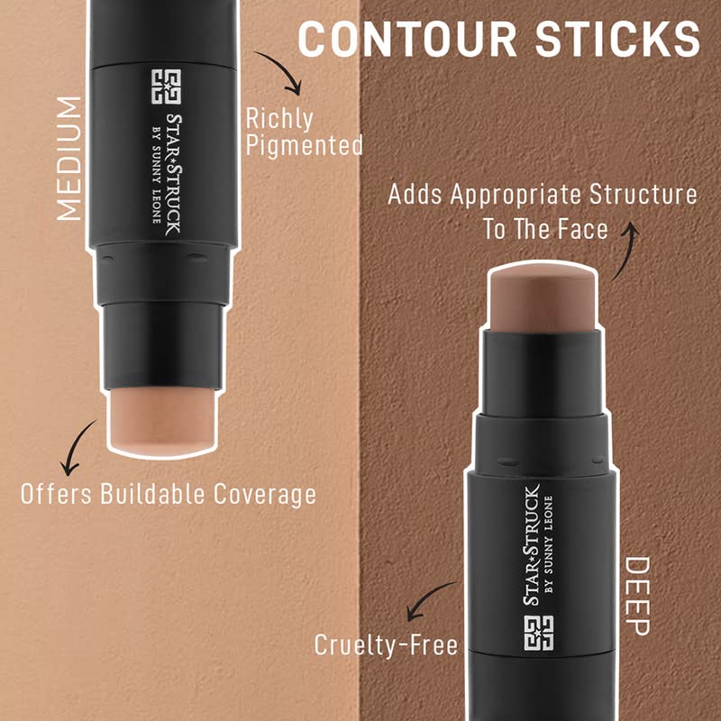 STARSTRUCK BY SUNNY LEONE Contour Stick for Face Makeup | Matte Finish & Long Lasting Formula for Face Makeup Deep Brown