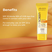 Jovees Herbal Sunscreen Fairness Gel SPF 25 For Tanning & Sun Damage | Oily, Sensitive, Dry Skin | Sunscreen For protect Your Skin with Lightweight & No White Cast Formula | Women/Men 50g